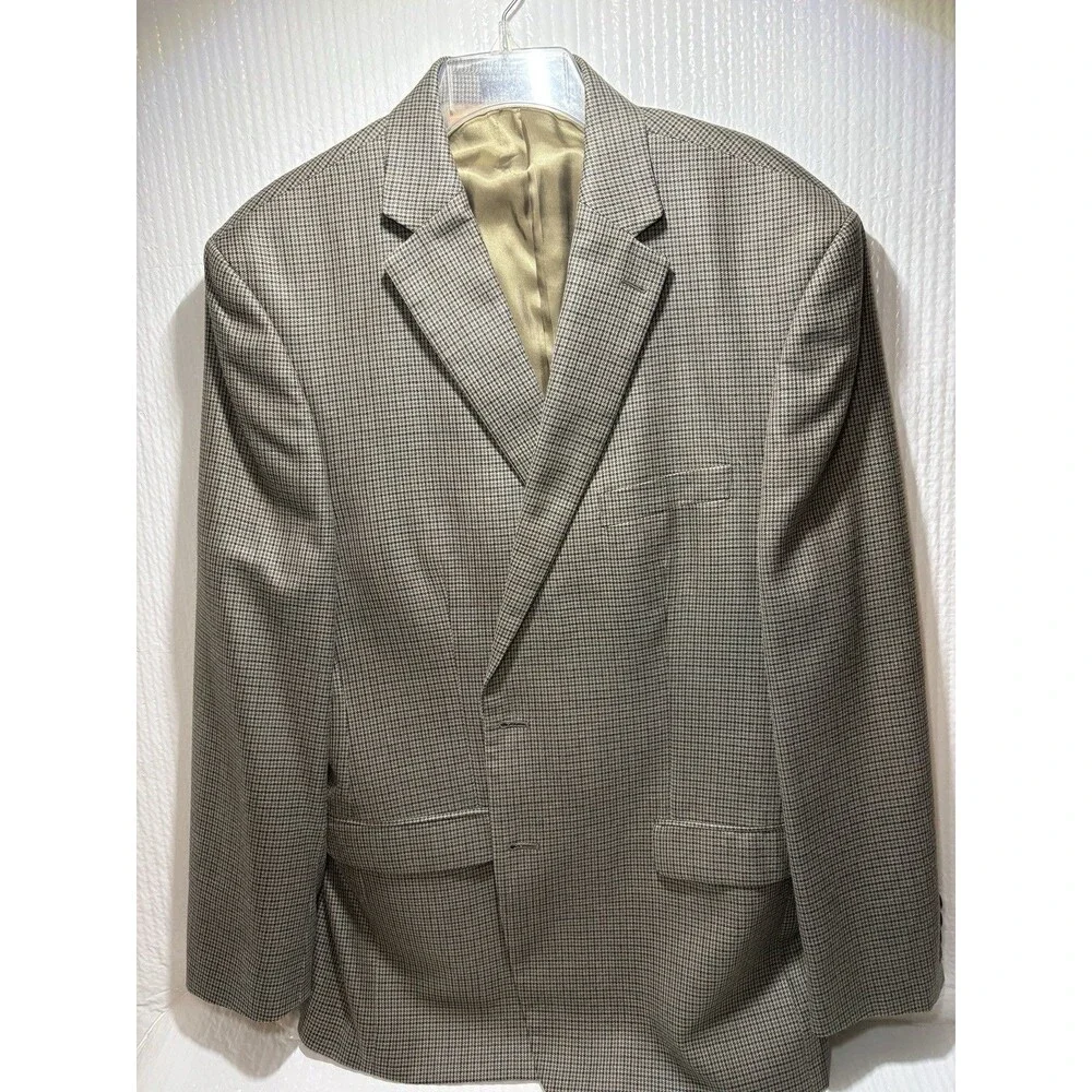 Lauren Ralph Lauren Men's Brown Houndstooth Silk/Wool Blazer 46R Two Button